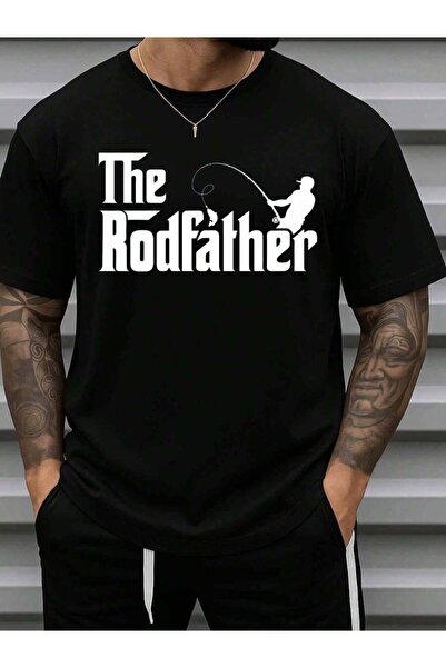 9TAY تي شيرت رجالي مضحك بتصميم Rodfather، قميص ثقيل الوزن برسومات سمكة رود، ق...