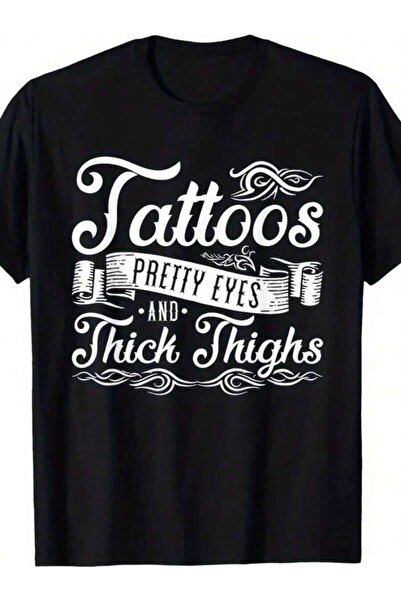 799 Men'S Plus Size Tee 100% Black Relaxed Fit Featuring Phrase Lace-Style De...