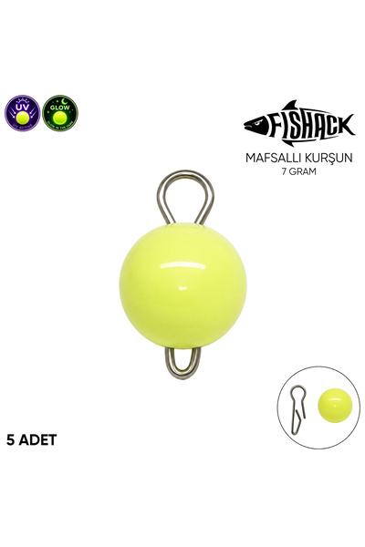 Fishack Mafsallı Kurşun - Hareketli İğne Kurşunu - UV Yeşil - 5'li Paket - 7 ...