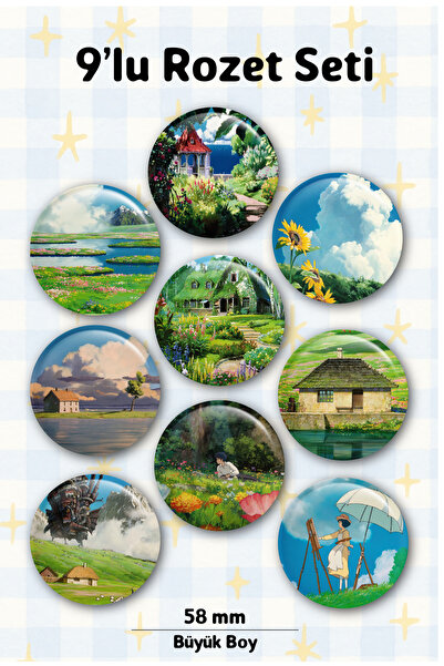 GÖKÇETasarım Ghibli Rozet Seti / Ghibli Studio Anime Buton Rozet, Aksesuar, Ç...