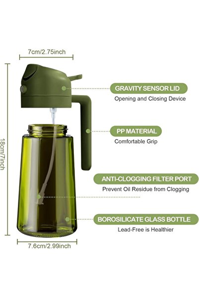 GENERAL YARRAMATE 470ml Light-Blocking Dark Oil Sprayer for Cooking, 2 in 1 O...