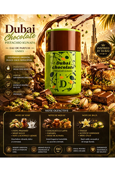 Dubai Parfum Arabesc Chocolate Pistachio Kunafa 100 ml Unisex – Gourmand Dulc...