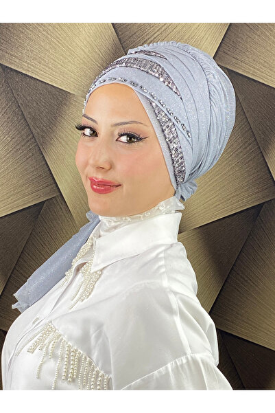 MY UKİYO STORE TESETTÜR PAYETLİ EL İŞLEME BONCUK DETAYLI ABİYE BONE ŞAL