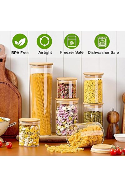 U-HOOME U HOOME Glass Storage Jars,5 Pack Clear Glass Food Storage Containers...