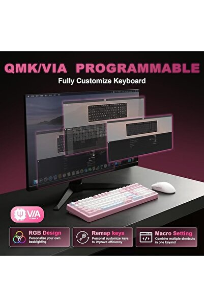 YUNZII Al98 1800 Aluminum Wireless Mechanical Keyboard (White, Milk V2) |   Q...