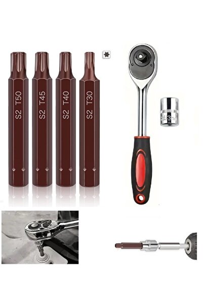 Depolife Cırcır Koll Torx Uç Seti 75mm Manyetik Altıgen Şaft T30 T40 T45 T50 ...