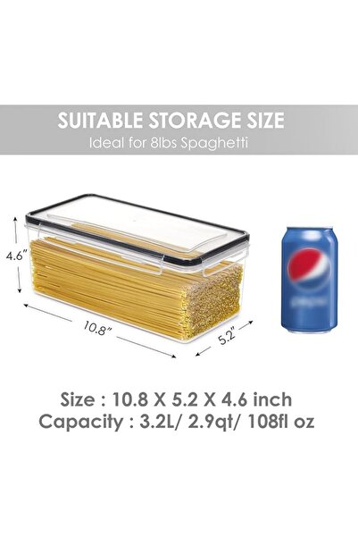 ALMEKAQUZ 6Pcs 3.2L BPA Free Plastic Airtight Food Storage Canisters - Food S...