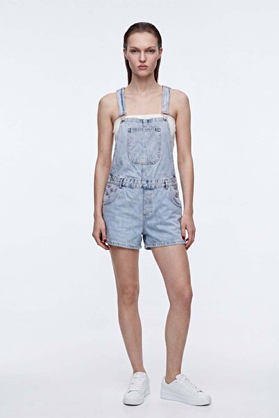 HAKKE Kadın Denim Salopet Şort TULUM
