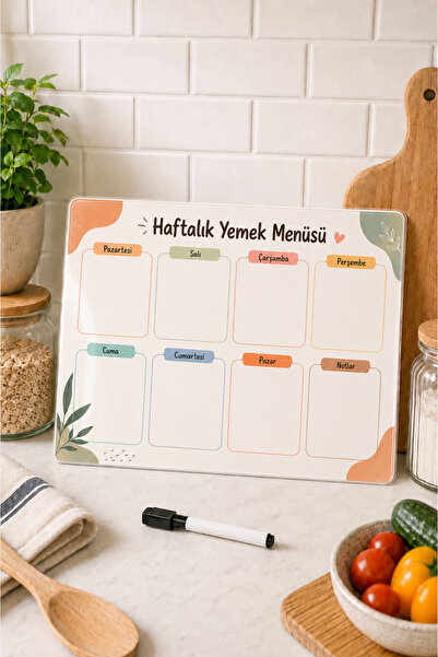Anime Marketi A4 Manyetik Haftalık Yemek Menüsü Planlayıcı 21x30 cm Yaz Sil B...