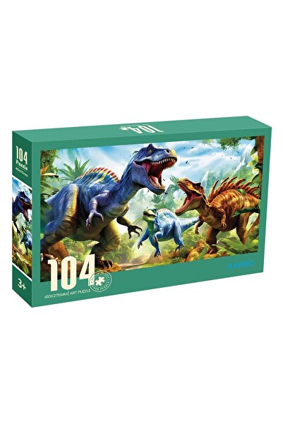 OEM Puzzle cu dinozauri din 104 piese pentru copii - Scenă cu 3 dinozauri