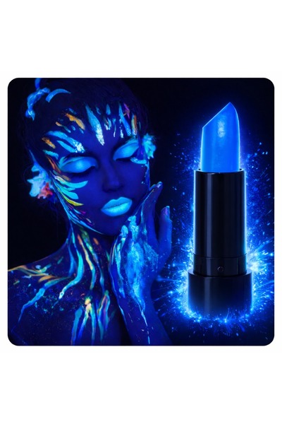 Lunaev Uv Neon Blue Lipstick – Glow in the Dark Makeup Paint