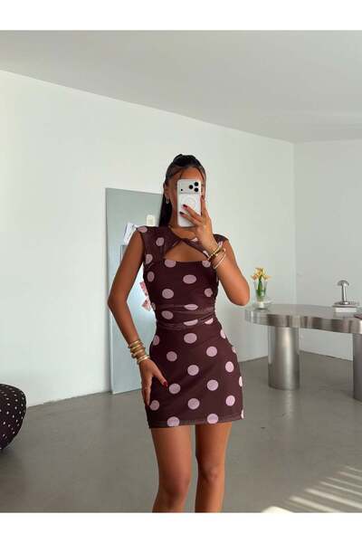 myd Knotted Tulle Dress - Brown