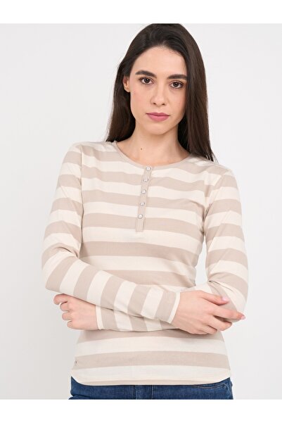 Timeout - Tricou dama cu maneca lunga si dungi