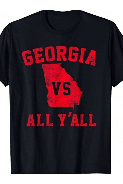 LİNA06 180GSM Pure Cotton Printed T-Shirt With Vs All Yall For Y'All Funny Ge...