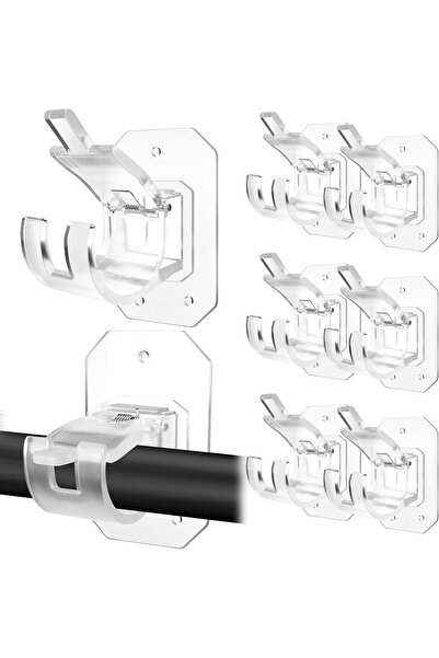 STARSTAR 8-Piece Upgraded Transparent Self-Adhesive No-Drill Curtain Rod Brac...