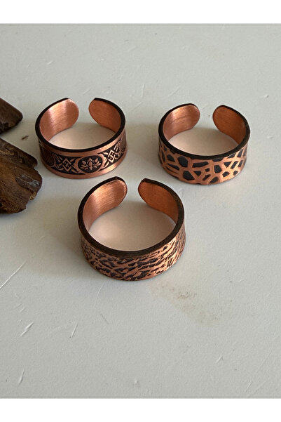 Rupen Kraft Adjustable 3-Piece Handmade Pure Copper Ring Combination Non-Allo...