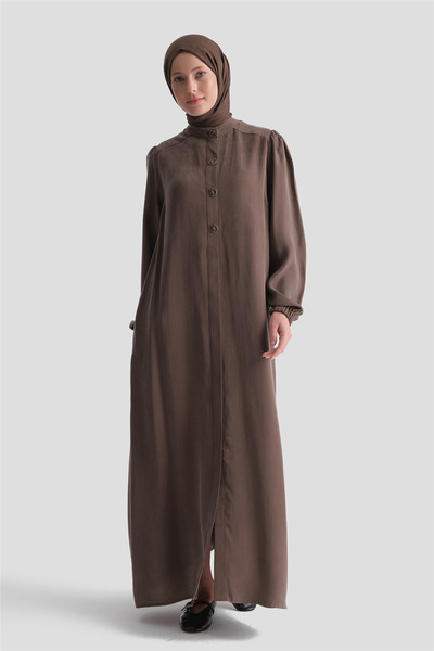 Armine Button Detailed Kupra Ferace Brown