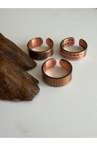 Rupen Kraft Adjustable 3-Piece Handmade Pure Copper Ring Combination Non-Allo...