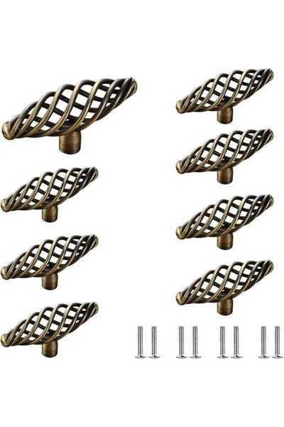 STARSTAR A set of 8 black metal birdcage-style furniture knobs, vintage style...