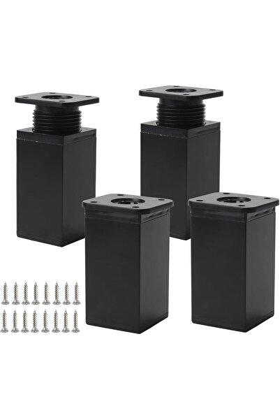 Morvena Picks Un set de 4 picioare de mobilier reglabile, negre, 8cm, cu suru...