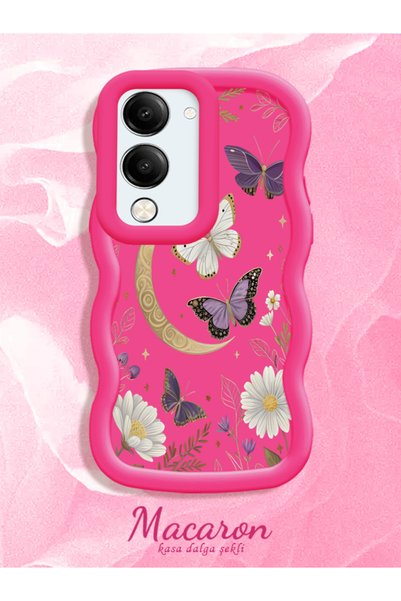 CHICASELUX Vivo Y04/Y04S Compatible Wavy Frame Moon Butterfly and Flower Patt...