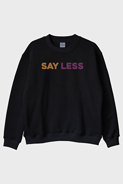 lofux سويت شيرت Say Less Modern مطبوع ذو الرقبة الدائرية باللون الأسود