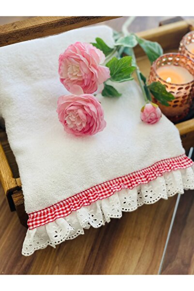 HOME OF BLOSSOM منشفة بيضاء 100% قطن بتفاصيل مزخرفة 50*90 سم