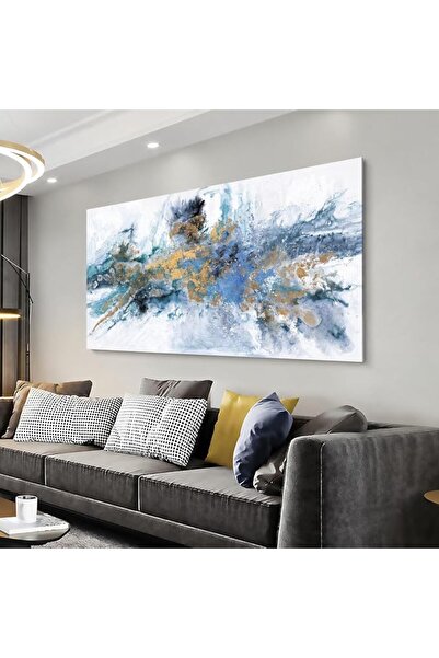 ALAYRA International Navy Abstract Canvas Wall Art Modern Wrap Frame Living R...