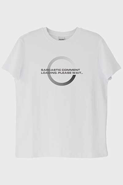 lofux Sarcastic Comment Loading Printed White T-Shirt