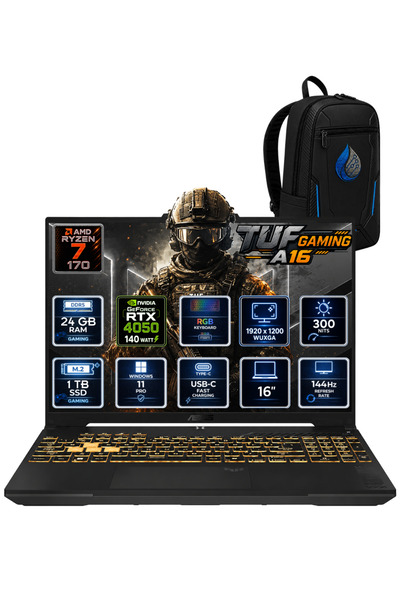 ASUS TUF Gaming A16 AMD Ryzen 7 170 24 GB DDR5 1 TB SSD RTX 4050 6 GB 16'' WU...