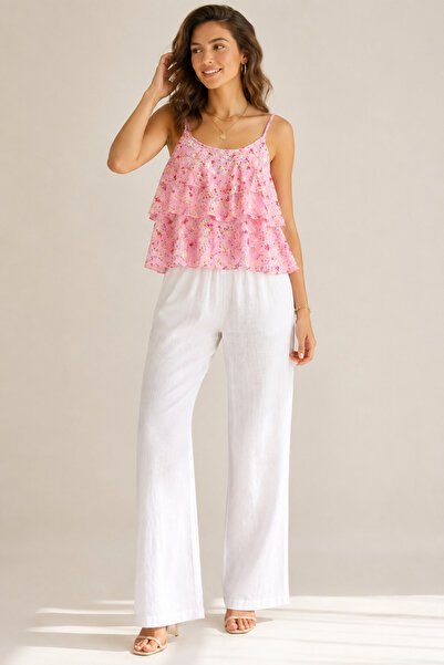 Bebeplus بلوزة نسائية من بيبي بلس بتصميم زهور وطبقات متعددة مع أربطة - بلوزة ...
