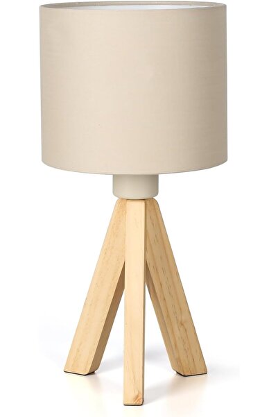 OEM Lampă de masă din lemn cu trepied, vintage, elegantă, bej, 38cm