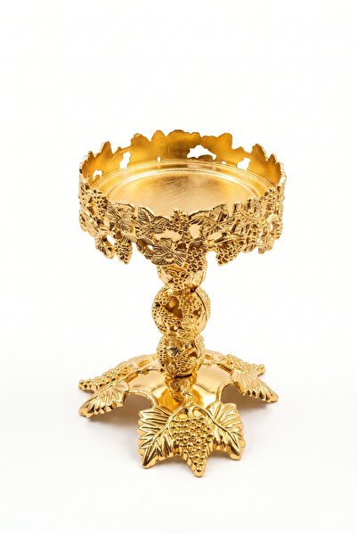 RASHA COLLECTION Üzüm Salkımı Desenli Ayaklı Gold Mumluk