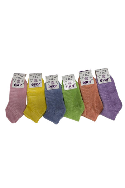 Eser Çorap 6 Pairs Women's Cotton Reverse Terry Bootie Socks - Light Colors
