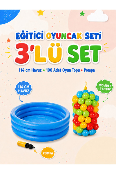 Neo Kids Intex 114 Cm Kristal Havuz + 100 Adet Top + Pompa