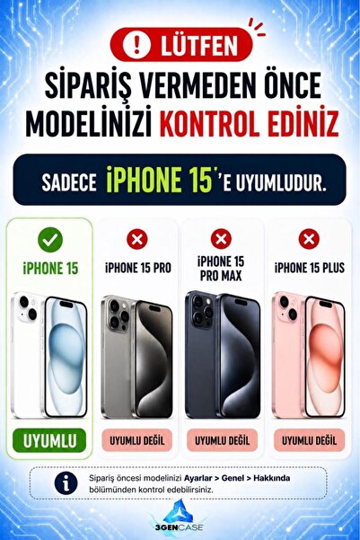 3GEN CASE iPhone 15 Uyumlu İkonik Desenler Serisi Lansman Kılıf İçi Kadife Kaplamalı Kamera Yükseltili
