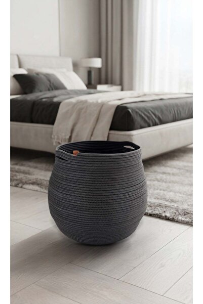 naylişhome Jute Black 40X45 cm Coverless Laundry Basket Multi-Purpose Organiz...