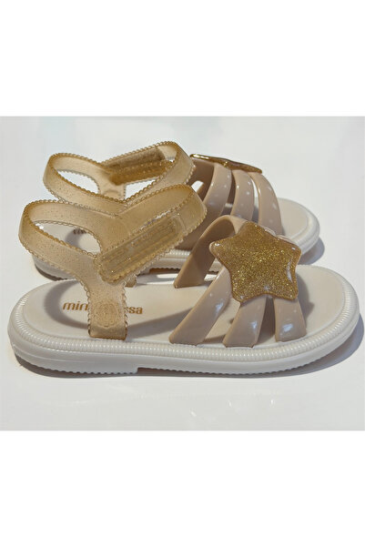 Mini Melissa Simli Yıldız Detaylı Bej Kız Çocuk Sandalet Ayakkabı