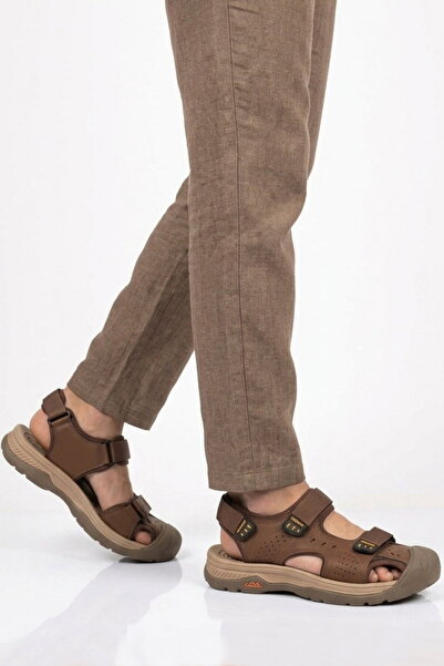 Voyager Men's Outdoor Trekking Sandals Closed Toe Velcro Daily Walking Coffee...
