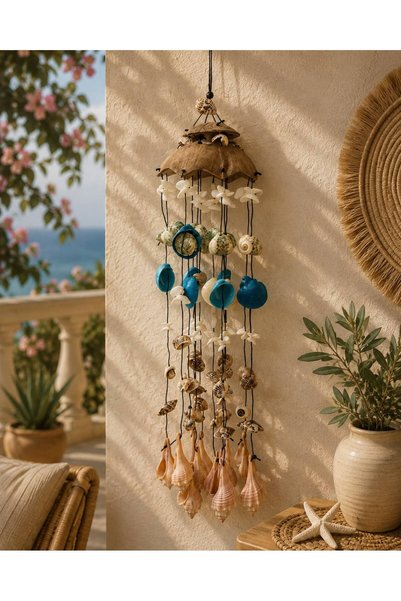HEPBİMODA El Yapımı Deniz Kabuğu Rüzgar Çanı Okyanus Kabuklu Dekoratif Bahçe ...