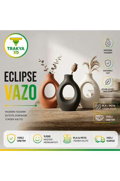 ECLIPSE VAZO – Modern Dekoratif 3D Baskı Vazo