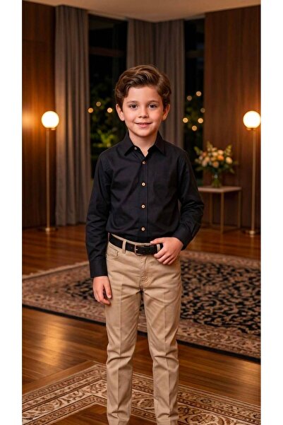 Merdia Kids Boy's Shirt, Pants, Belt 3-Piece Set