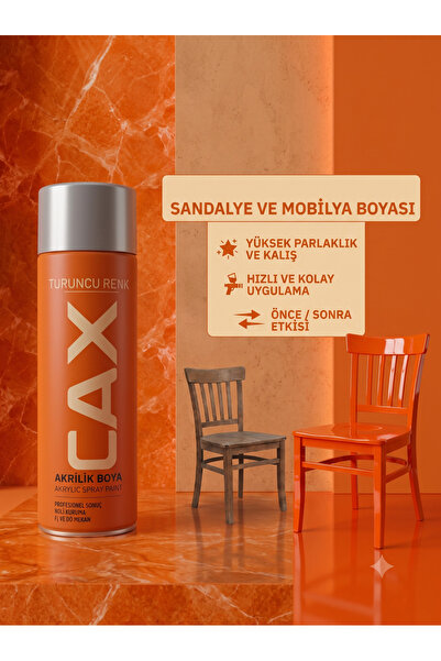 caxcolors CAX Akrilik Sprey Boya 400 ml - Sandalye Mobilya Ahşap Metal Yüksek...