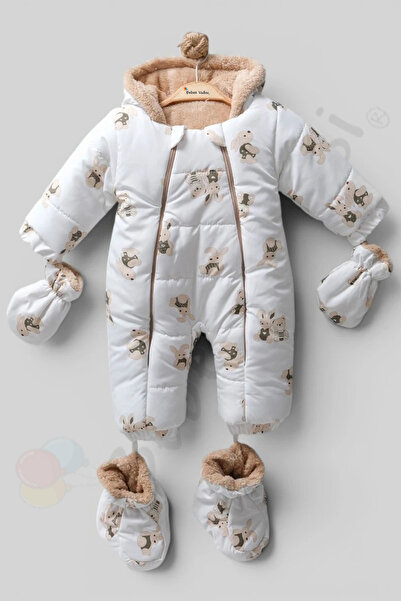 Bebek Vadisi Tavşanlı İçi Peluş Kapüşonlu Eldivenli Kar Kışlık Çocuk Erkek Be...