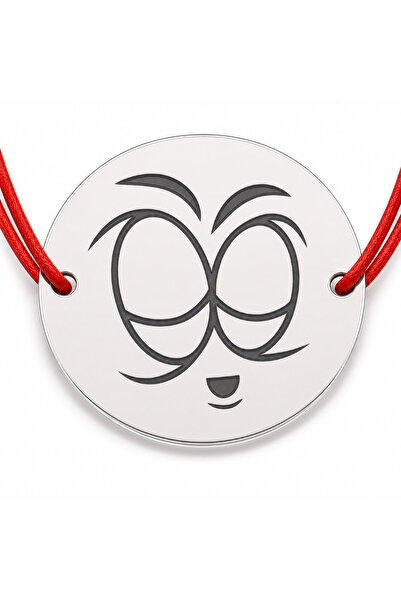 Simoshop Brățară argint 925 cu bănuț emoji, șnur reglabil — cadou simbolic