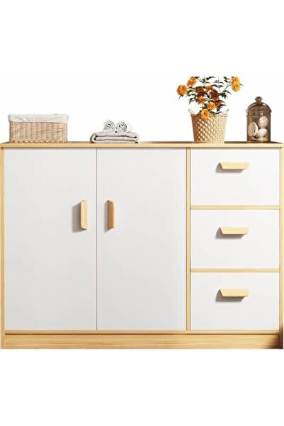 EAGL MART Chest Of Drawers, Modern Sideboard Cabinet with 2 Doors and 3 Drawe...