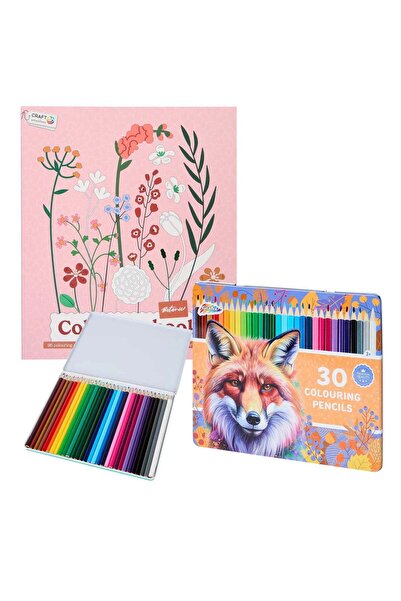 Decotime Set Carte de Colorat Antistres Botanic + 30 Creioane, 96 pagini