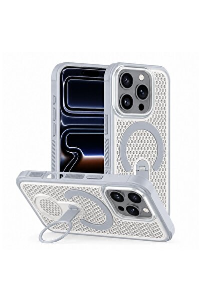 Zebana Apple iPhone 15 Pro Max Uyumlu Kılıf CoolRing M-Safe Silikon Kılıf Gri