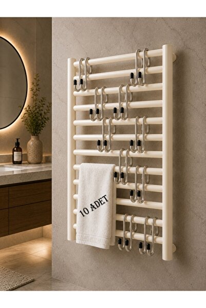 Teknor 10'lu Banyo Askı Seti | Havlupan İçin Pratik Havlu Askıları 10x5 cm