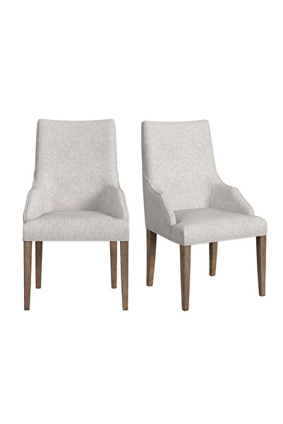 Roots Furniture كرسي طعام يلوستون بقماش رمادي بلون بني متوسط (قطعتان في الكرتون)